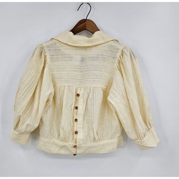 VTG Just for Joseph Magnin Cream Gauze Top and Pants Set Womens 13/11 Wide Leg - Picture 3 of 9